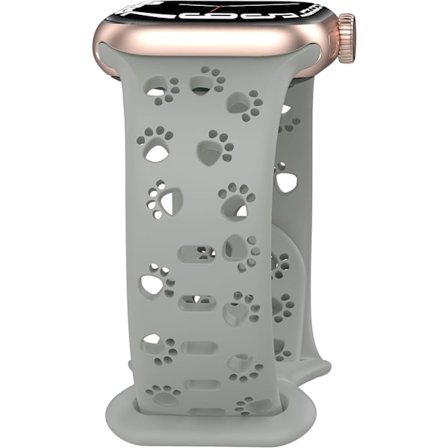 Ljusgrått silikonarmband kompatibelt med Apple Watch Band 42mm 44mm 45mm 49mm, ihålig design, mjuka sportarmband, andningsbara klockarmband för iWat