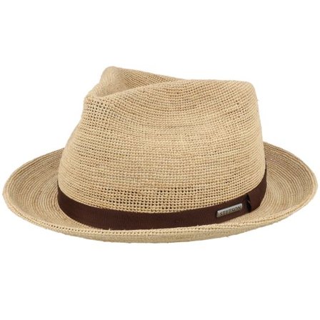 Stetson - Beige straw Hatt - Fedora Raffia Crochet Beige Straw Hat @ Hatstore