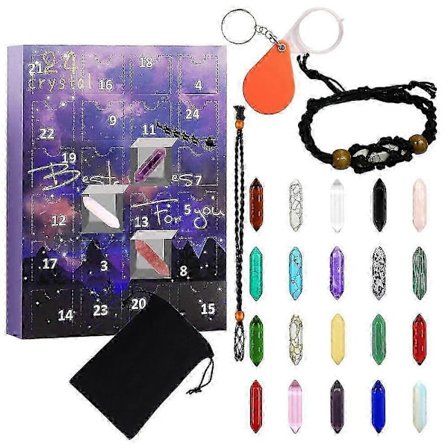 Julekalender 2023 Meditationskrystaller Natursten Blind Box 24 Dages Nedtælling Overraskelsesgaver Til Børn Drenge Piger