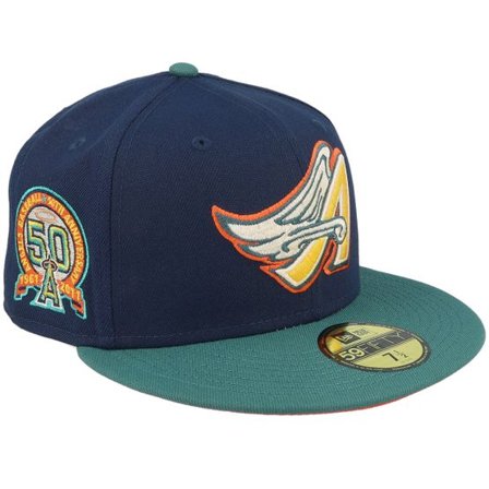 New Era - MLB Blå fitted Keps - Los Angeles Angels Escalator 59FIFTY Pin Navy/Green Fitted @ Hatstore