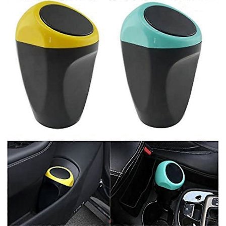2 ST Bil Papperskorg Mini Papperskorg Skräpkorg För Bil Hem Kontor Skrivbord (Gul, Blå)