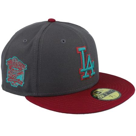 New Era - MLB Grå fitted Caps - Los Angeles Dodgers Rusty Metal 59FIFTY 40 Anniversary Dark Gray/Cardinal Fitted @ Hatstore