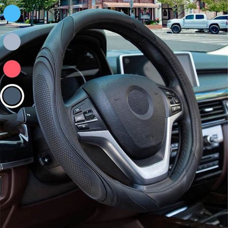 Svart lærratt for ratt til bil - Universal ratt