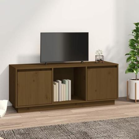 Vidaxl Tv-bänk Honungsbrun 110,5x35x44 Cm Massiv Furu Brun