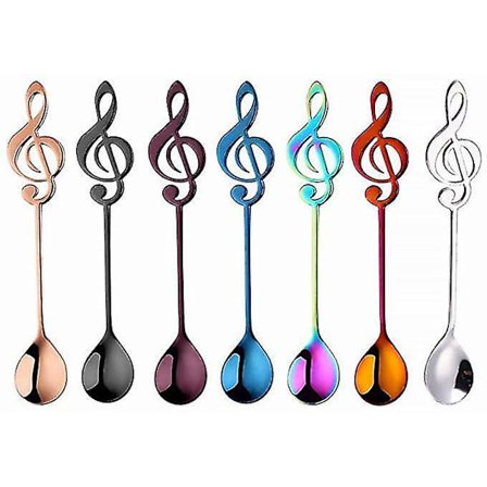 7 stk Kaffe Teskjeer Musikk Skjeer Rustfritt Stål Fargerike