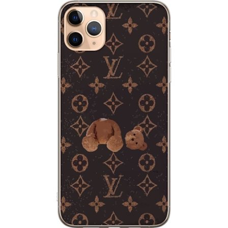 Kompatibel Mobilcover til Apple Apple iPhone 11 Pro Max Luksuriøst monogrammønster med knust bamse i mørk modeæstetik