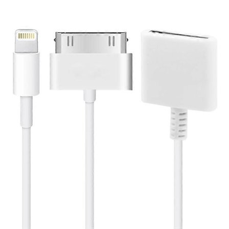 15cm 8-pin hane till 30-pin hona adapterkabel (Vit)