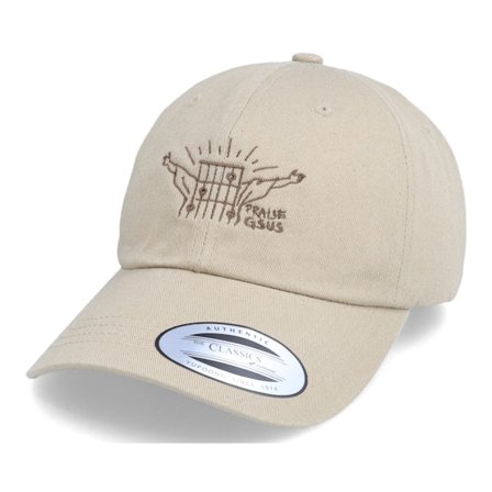 Abducted - Beige unconstructed Caps - Praise Gsus Khaki Dad Cap @ Hatstore