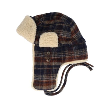 Stetson - Multi trapper Mütze - Bomber Wool Check Navy/Beige/Burned Orange Trapper @ Hatstore