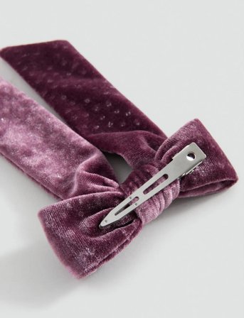 Mango Velvet Bow Hairclip - Purple - ONE SIZE