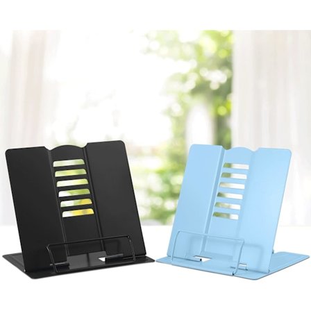 Metal Læsestativ, 2 stk. Justerbart Kogebogsstativ, Sammenklappeligt Bogholder til Tablet, Opskrift, Lærebog, Noder, Tabulatur, iPad, Malebogslæsning 