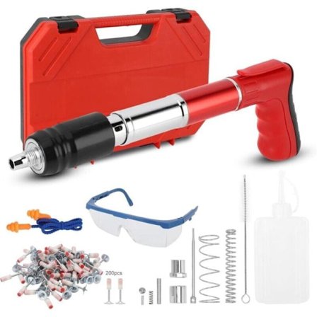 Beton sømpistolsæt med 200 søm, 5-trins justerbar manuel sømpistol, vægmonteringsværktøj, bærbar sømpistolmaskine