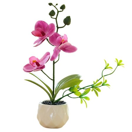 Kunstig Blomst Dobbelt Gaffel Simulation Phalaenopsis Kreativ Lille Bonsai Dekoration Kunstig Plante Potteplante Grøn Plante