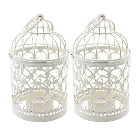 2 stk. gjennombrutt mønster fuglebur, Vintage Lyslykt Dekorativ Lysestake for Henging eller Bordplate Hjemmeinnredning Bryllupsfest Tilbehør