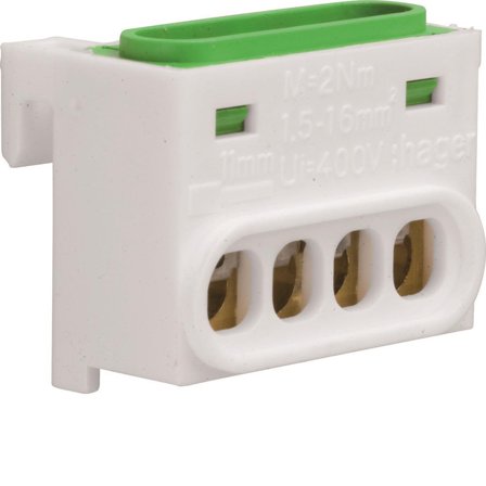 Hager GZ04E Jordklemme grønn 4 tilkoblinger, Elfordeling & strømforsyning