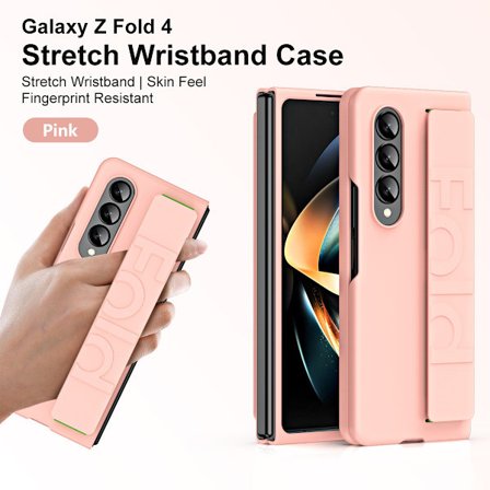 Kompatibel med Z Fold4 elastisk armbånd telefondeksel, sammenleggbart telefondeksel, skjerm anti-fall beskyttelsesdeksel rosa