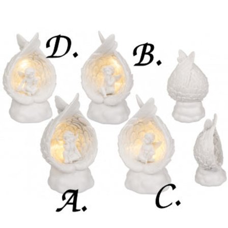 Vit ängel med led lampa