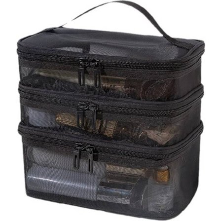 Rejseorganisator taske - Toilet taske - Vandtæt mesh toilettaske til kvinder - Sort