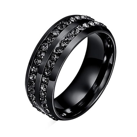 Band Ring Rhinestone Decor Smycken Present Rostfritt Stål Män Och Kvinnor Band Finger Ring För Fest