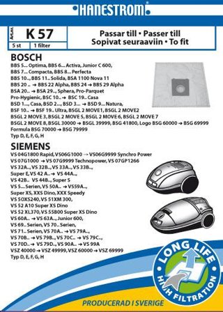 HANESTRÖM Vacuum cleaner bags K57