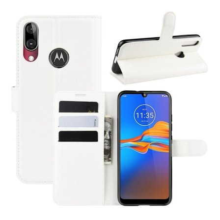 Alpha läder Motorola Moto E6 Plus fodral - Vit