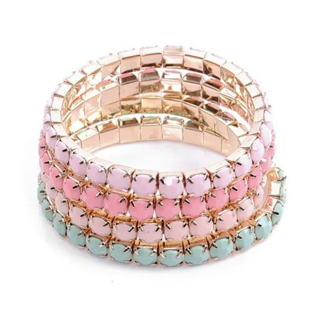 4 st Armband / Pärlarmband i 4 Olika Färger - Rosa & Gröna Toner