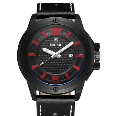 Mode Män Metall Vattentät Quartz Rörelse Sport Företag Watch (Svart Röd)