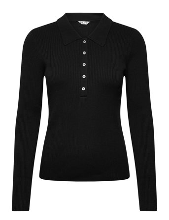 Object Objkelly L/S Sli Polo Knit Pullover Noos - Black - XL