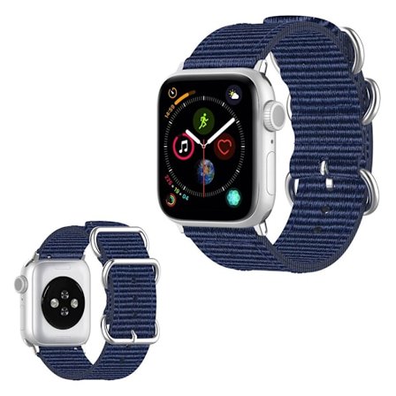 Apple Watch Series 5 40mm stribe Mønster nylon urrem - Mørkeblå