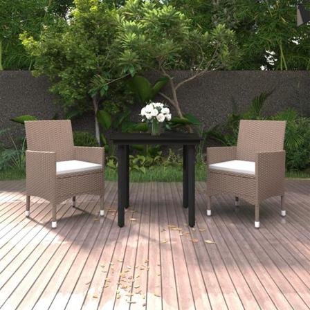 Vidaxl Matgrupp För Trädgården 3 Delar Med Dynor Konstrotting Oc Beige