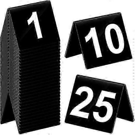 Bordsnummer 1-25 Akryl Dubbelsidiga Numrerade Bordstält Plast Restaurang Bröllop Bordsnummer Bordstält Nummer Kort Skyltar