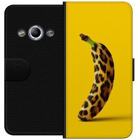 Kompatibelt Lommeboketui til Samsung Galaxy Xcover 3 Banan med leopardmønster mot gult bakgrunn i en kreativ og leken design