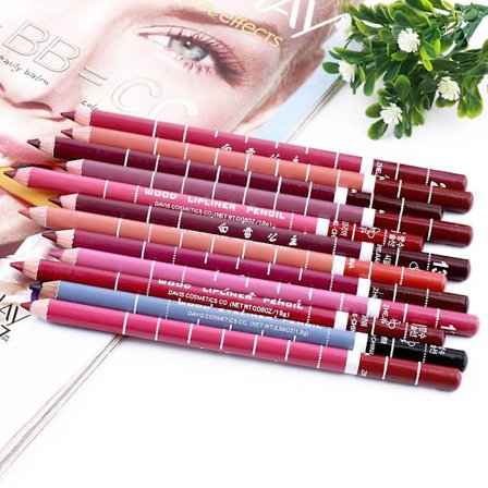 12 stk. Profesjonell Lipliner Blyant Vanntett Tre Blandingsleppe L