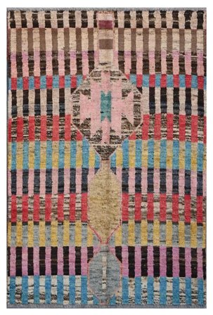 Hand Knotted Moroccan Berber - Afghanistan 89X138 Wool Rug Brown/Black Small