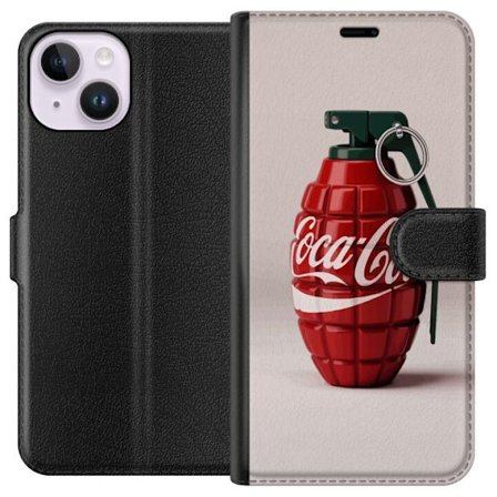 Kompatibelt Plånboksfodral till Apple Apple iPhone 15 Konstnärlig illustration av Coca Cola granat i rött och grönt, pop art inspirerat motiv med