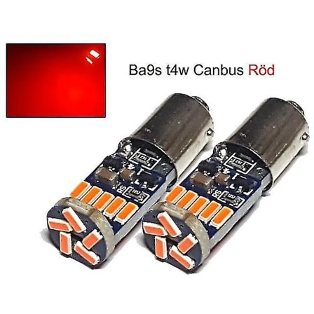 Ba9s Canbus Røde LED 2-pakning T4w 190 Lumen 12v Sølvgrå