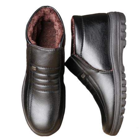 Herr Plysch Foder Mid Top Dress Skor Rund Toe Läder Bootie