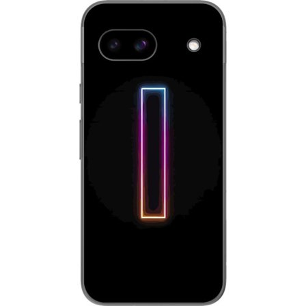 Kompatibel Mobilcover til Google Google Pixel 8a Minimalistisk neonbogstav I i regnbuefarver mod mørk baggrund