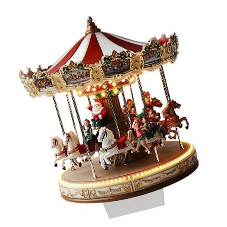 Koristeellinen 2D litteä jouluinen karuselli akryylinen pöytämerkki pohjakoristeella