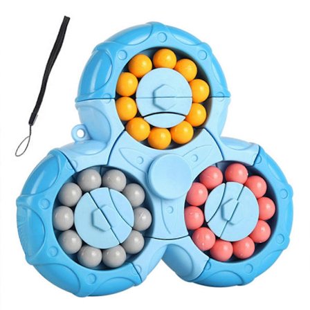 2 i 1 Magisk Bønne-Gyro Stresslindrende Snurrende Perler Puslespil Uddannelsesspil til Børn Voksne [db] Blå