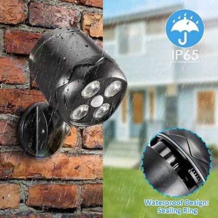 Batteridriven utomhusvägglampa med rörelsesensor, svart