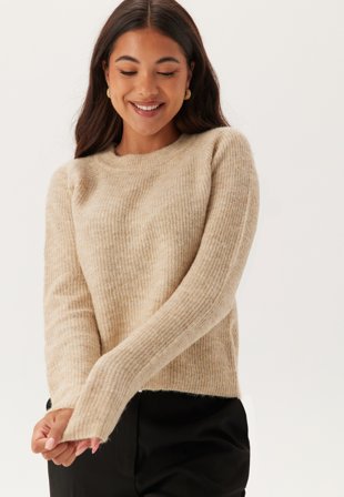 Pieces Ellen LS O-Neck Knit White Pepper Klær