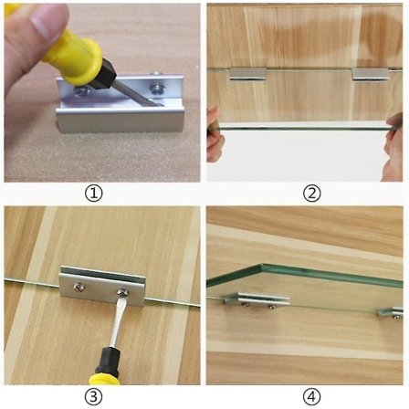 Glass, 12 stk Glass Brackets Glass Hinge Aluminium Glass Hylle Støtte Solid Glass Clip Hylle Adaptive 6-8mm Tykkelse Glass For Trappegelender