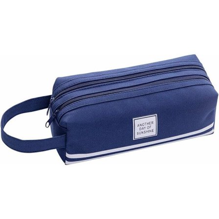 Skolpennskrin med stor kapacitet, litet pennskrin för kvinnor och flickor (blått)