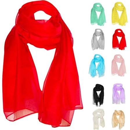 Chiffonsjal, sjaler og omslag til kvinder, bløde og lette, elegante aftenkjoler, bryllup, brudepige, sjaler Rød Red