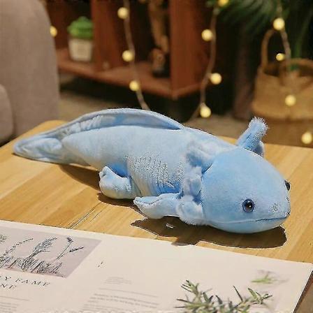 45-80cm Kawaii Fargerik Newt Plussjeleketøy Fyllt Søt Axolotl Salamander Fuzzy Plussj Fisk Beroligende Lang Pute Pute Barn Gave (FMY) blue 45cm