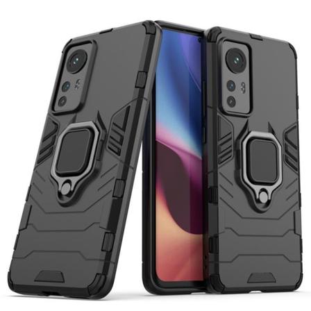 Renkaanpidike Kickstand-kuori Xiaomi 12/12X - Musta