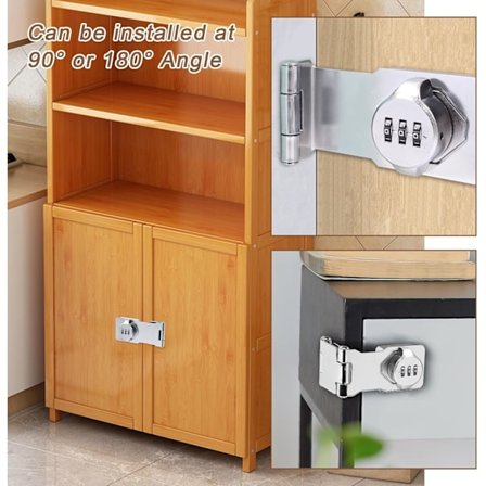 Pakke Kombinasjonslås: Sikkerhetsskaplås, 4,5 tommer 3 Hull Kombinasjonskodelås, Kombinasjonslås for Skap, Bagasje, Skap (Sølv)