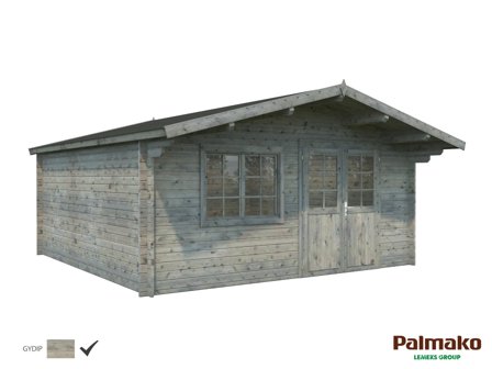Palmako Britta Stuga 23 m²/inv. 22,3 m², utan golv, grå, impr., Stugor & förråd
