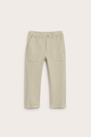 Newbie | Byxor i herringbone-struktur | Melerad beige